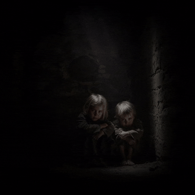 Dark children silhouettes
